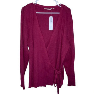 Soft Surroundings Clare Wrap Sweater Dark Fuchsia Women’s Size 3X Preppy Cozy